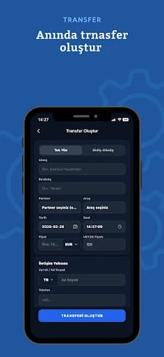 Tülekler yönetim uygulaması transfer oluşturma