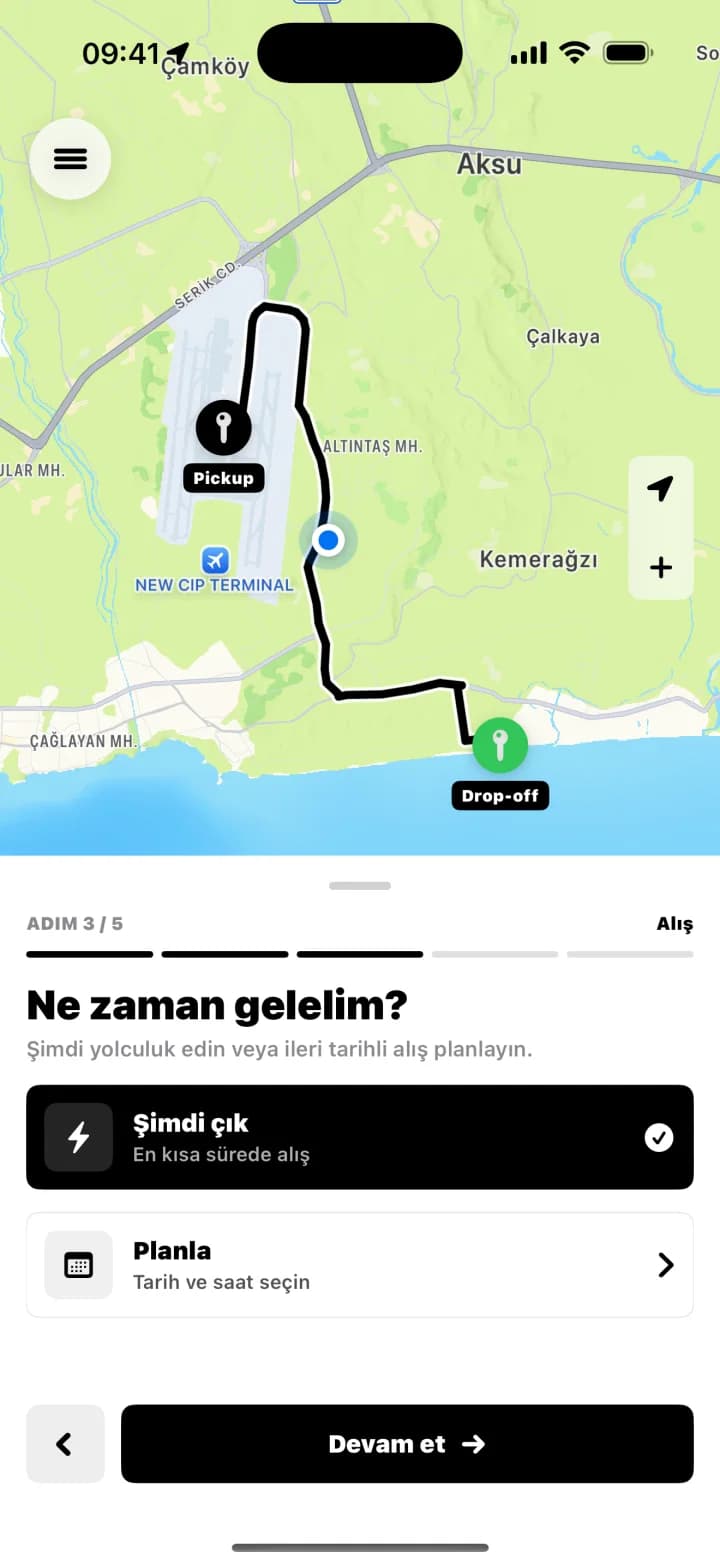 Bookvion transfer zamanı ekranı