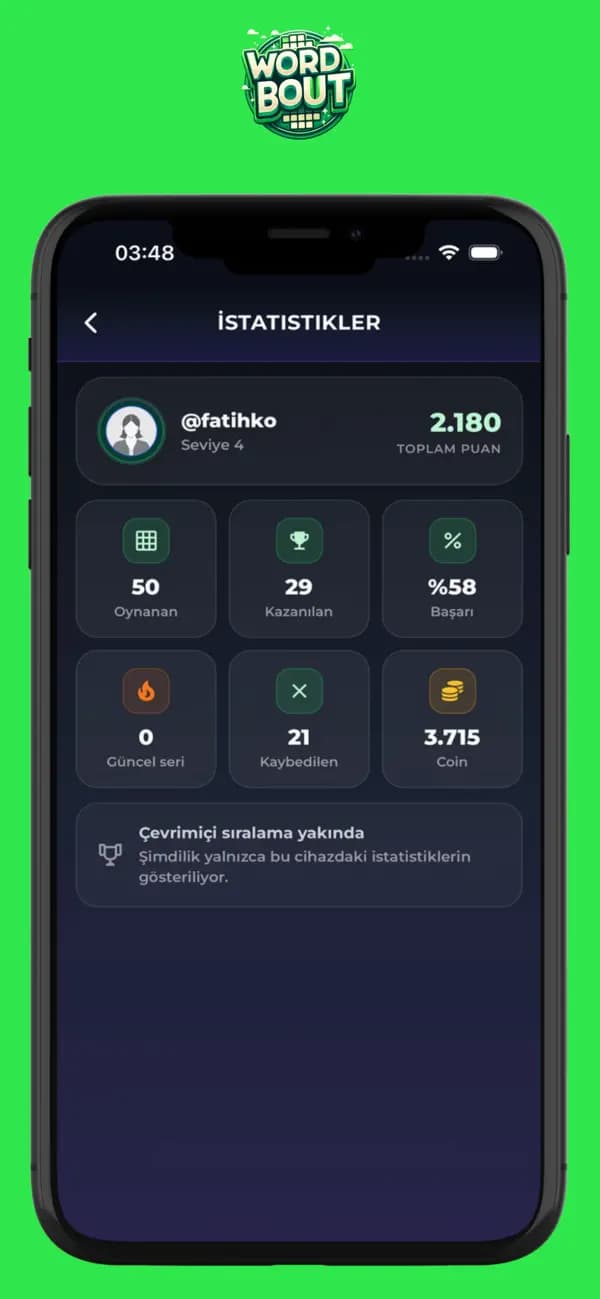 Wordbout oyuncu istatistikleri